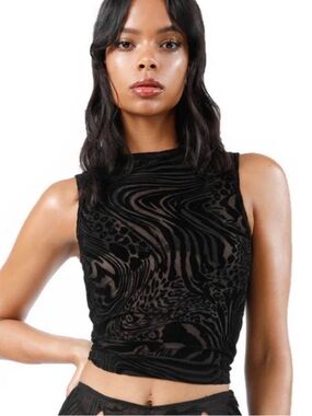 I.AM.GIA Amina Velvet Burnout Sheer Tank Top Size Small 90’s Goth Punk Grunge